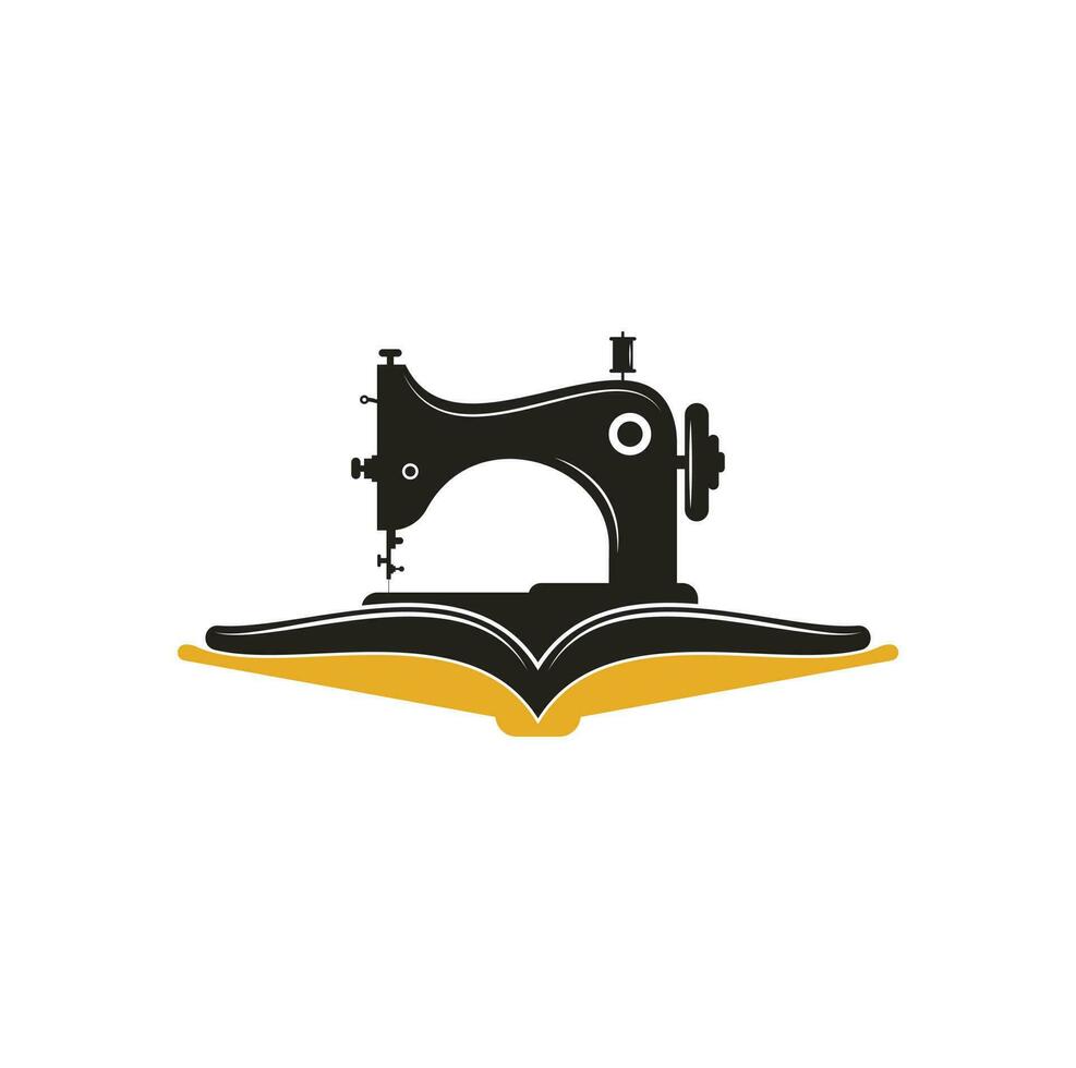 logotipo de la máquina de coser manual del libro. ilustración simple del icono de la máquina de coser manual. vector