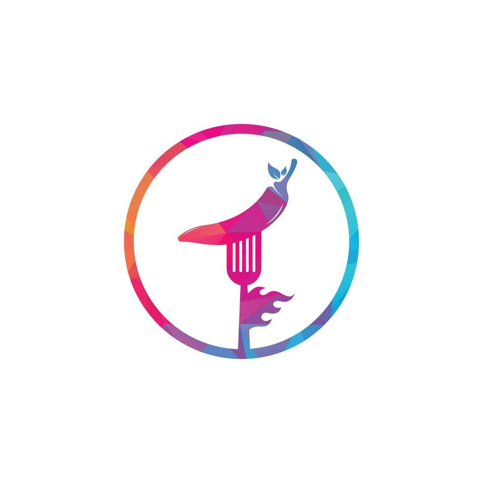 Hot Chili With Fork Logo Design. Chili and fork logo template suitable for spicy food, restaurant menu. vector