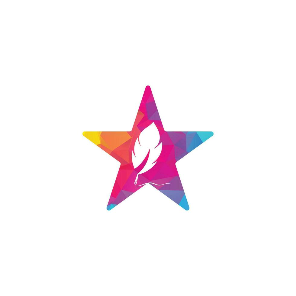 Feather Quill star shape concept symbol vector design. Education and publication logo concept.