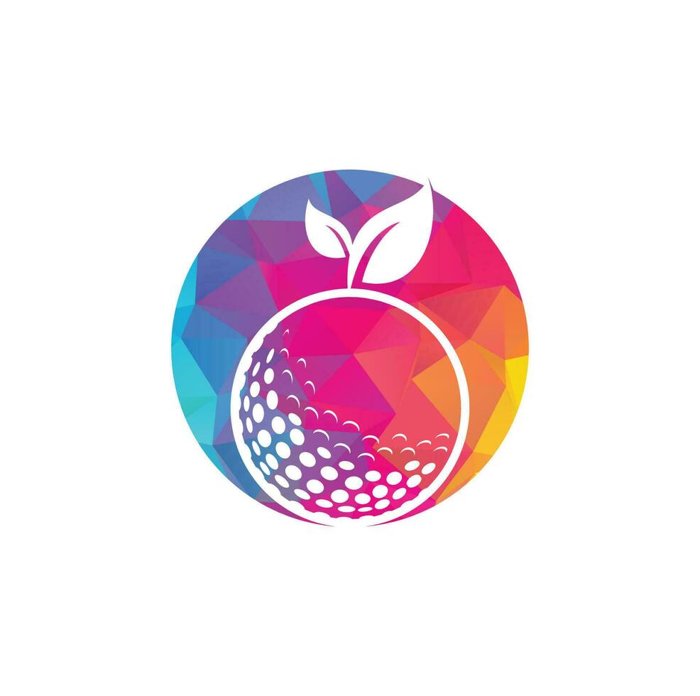 Golf leaves logo template. Golf ball and leaves, golf ball and sport logo vector