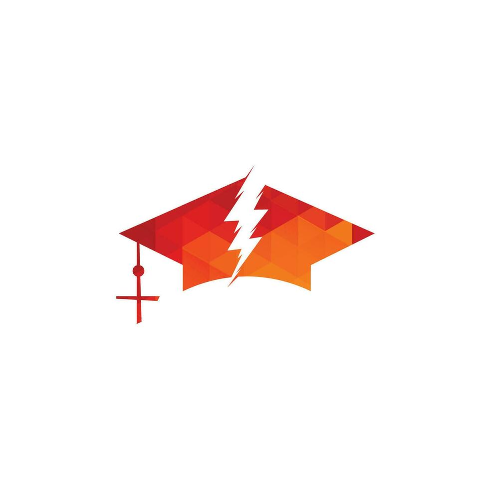 plantilla de logotipo de vector de tapa de educación flash. símbolo de trueno y sombrero