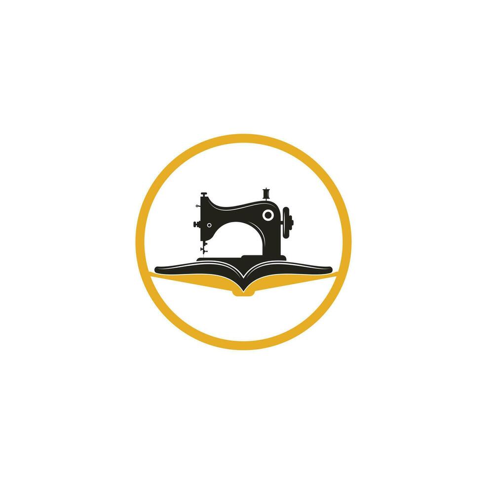 logotipo de la máquina de coser manual del libro. ilustración simple del icono de la máquina de coser manual. vector