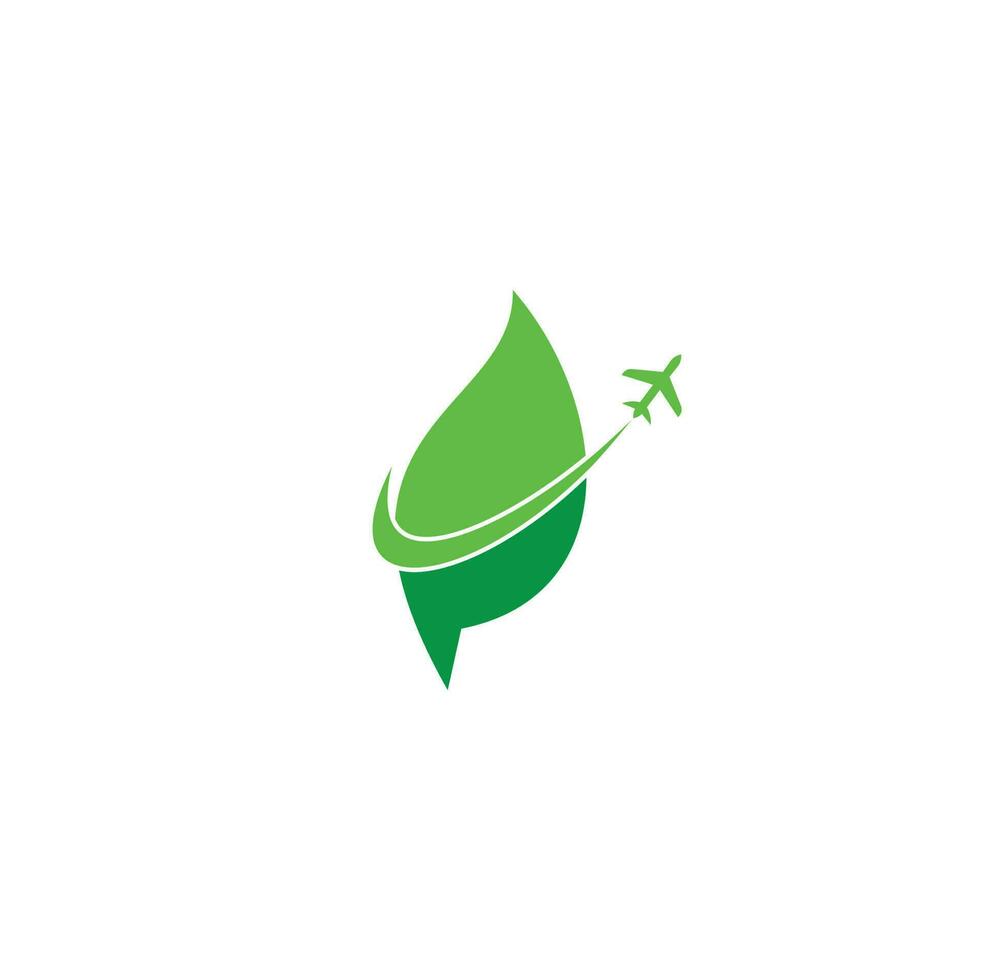 plantilla de diseño de logotipo de viaje de avión de hoja. viajar con vector de diseño de logotipo de hoja