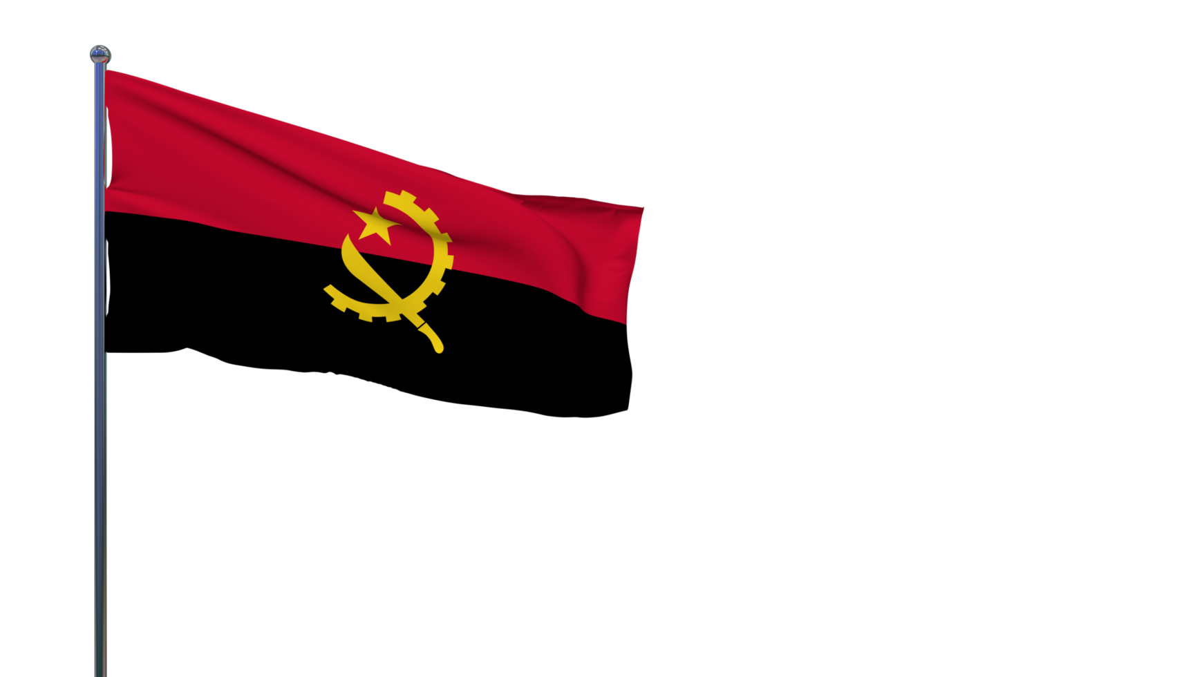 Angola-Flagge weht im Wind 3D-Rendering, Nationalfeiertag, Unabhängigkeitstag png