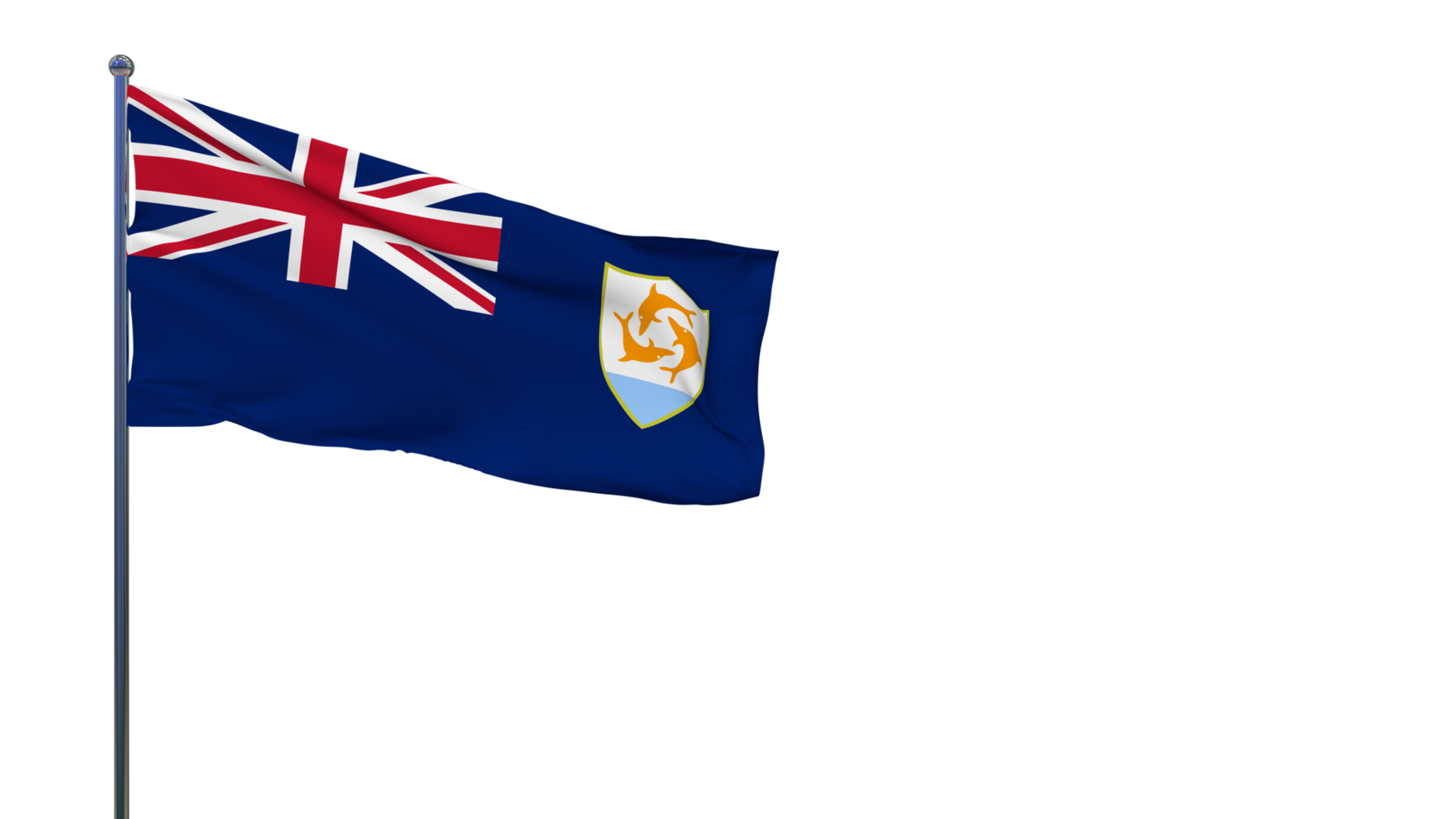 Anguilla vlag golvend in de wind 3d weergave, nationaal dag, onafhankelijkheid dag png