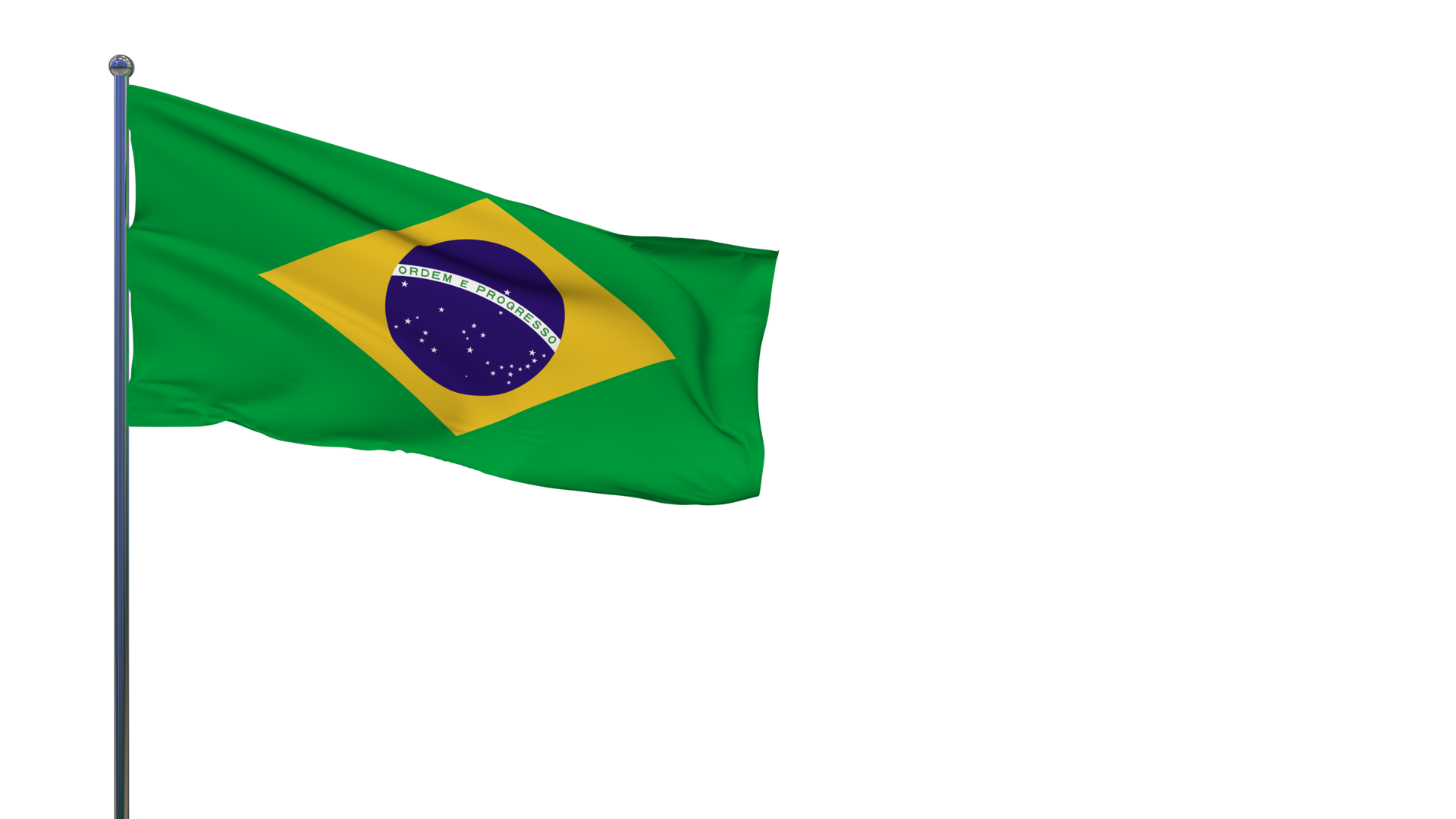 Brazil Flag Waving in The Wind 3D Rendering, National Day, Independence
