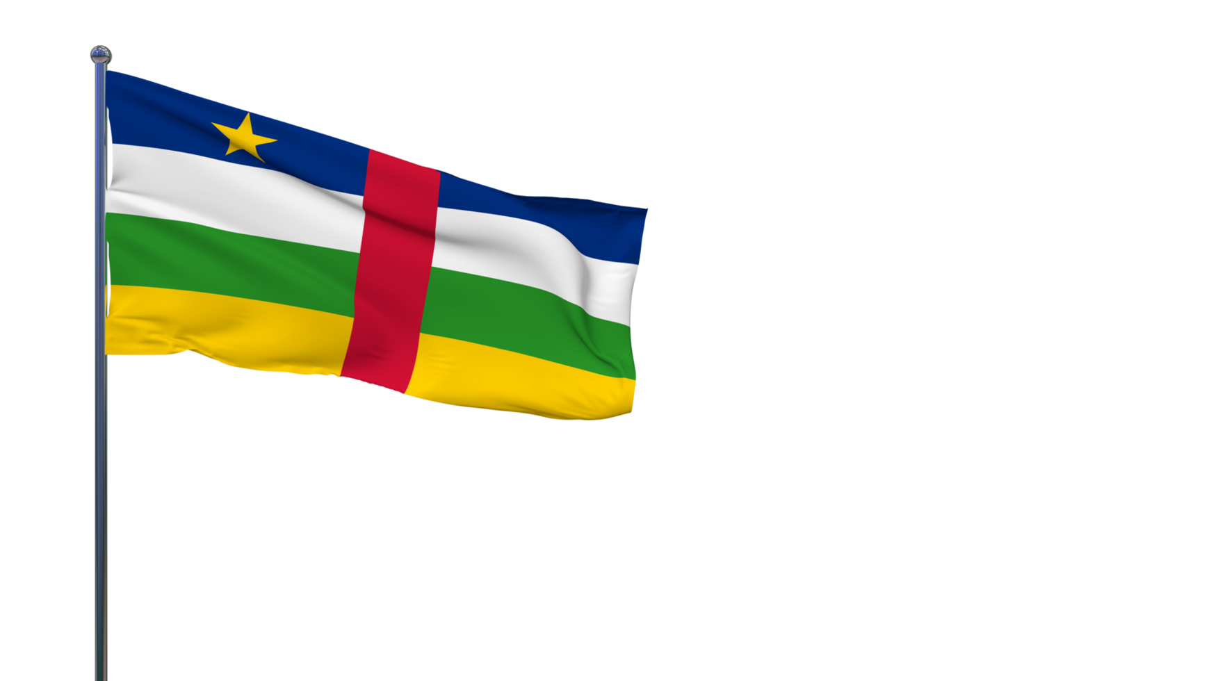 drapeau centrafricain agitant dans le vent rendu 3d, fête nationale, fête de l'indépendance png