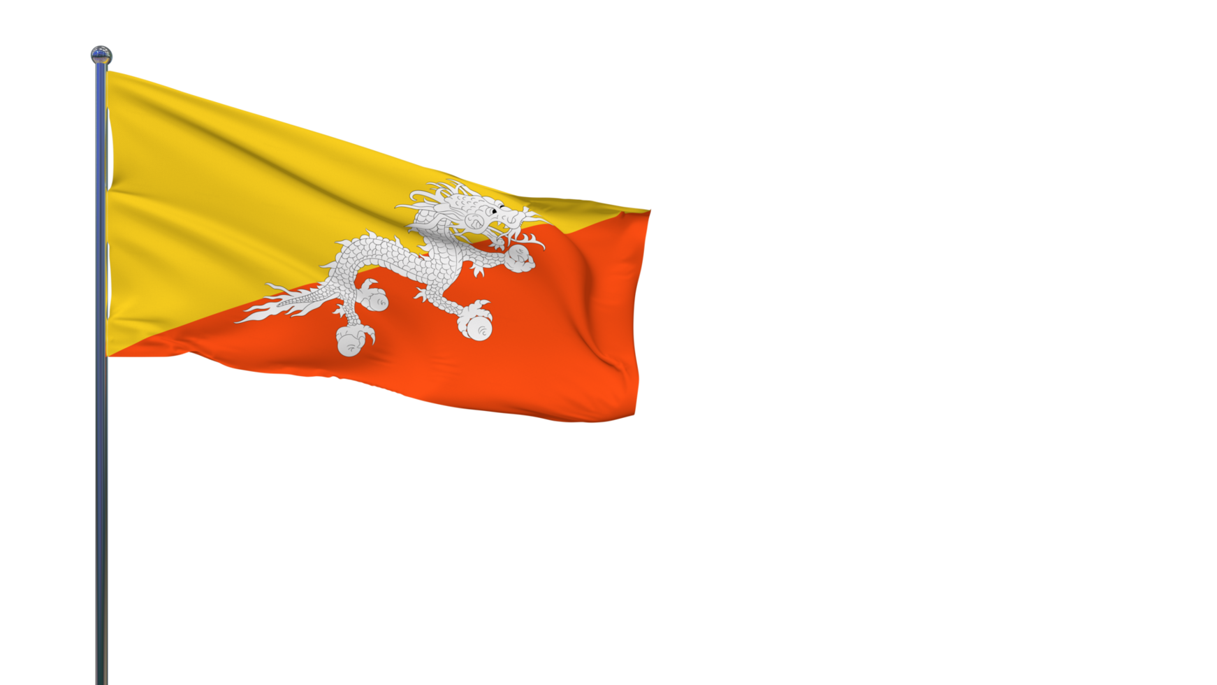 drapeau bhoutan agitant dans le vent rendu 3d, fête nationale, fête de l'indépendance png