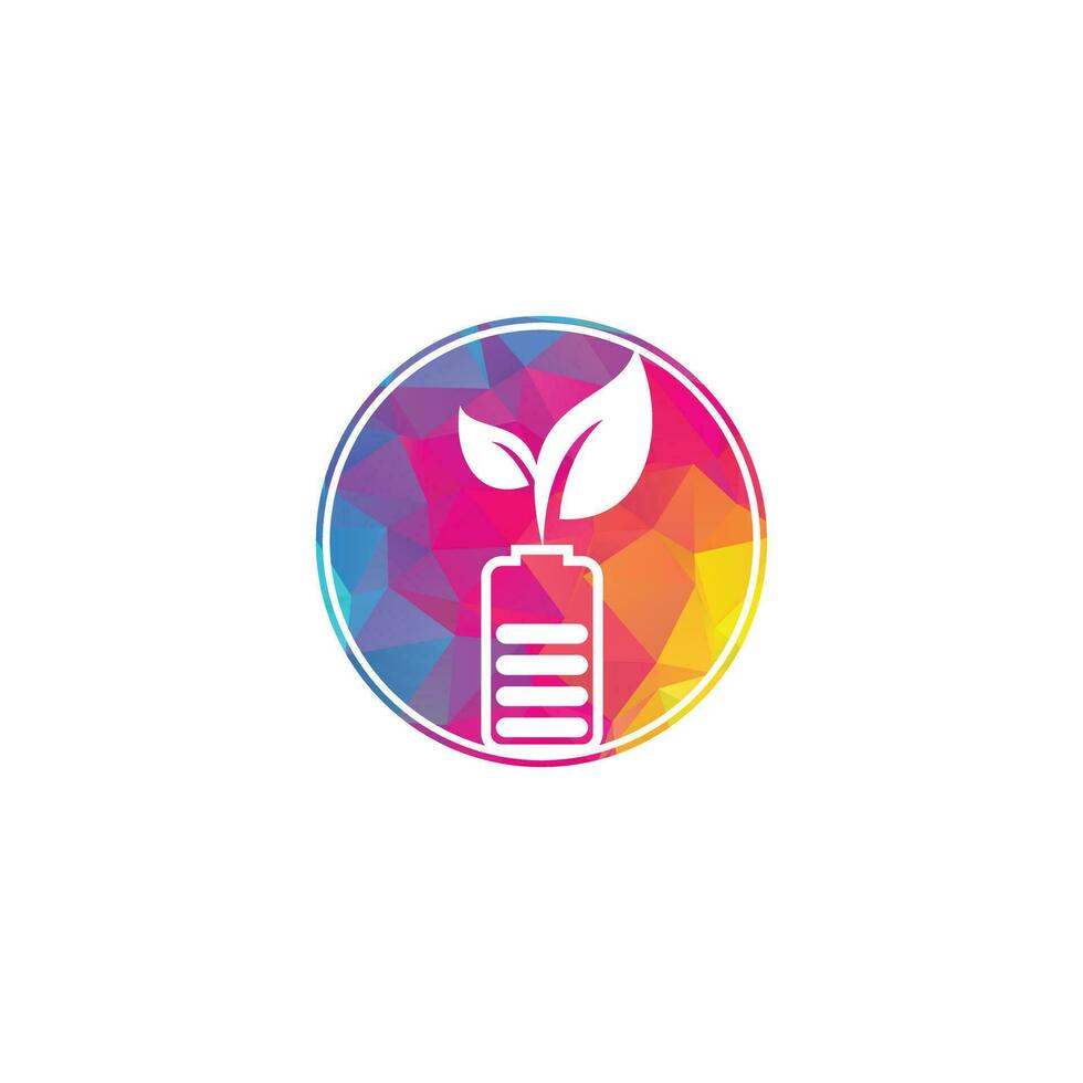 Battery leaves vector logo design. Battery and leaf icon natural energy symbol design element logo template