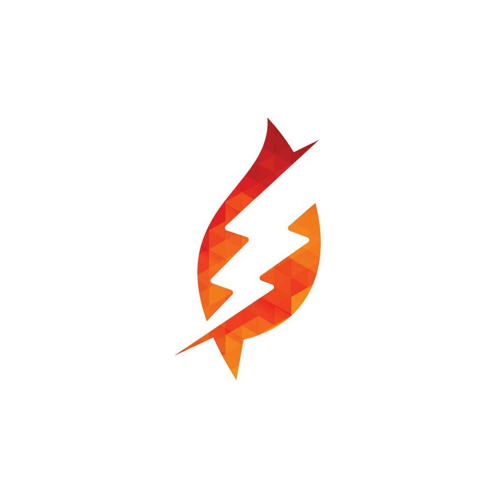 Thunder leaf logo design template. Green Power Energy Logo Design Element vector
