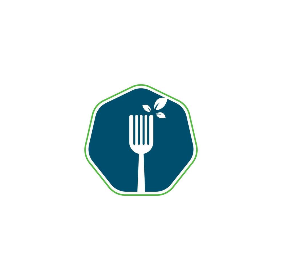 Healthy Food Logo design. Fork and leaf Logo icon. vector