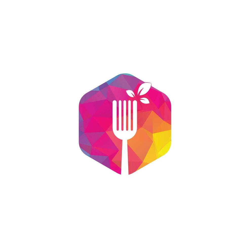 Healthy Food Logo design. Fork and leaf Logo icon. vector