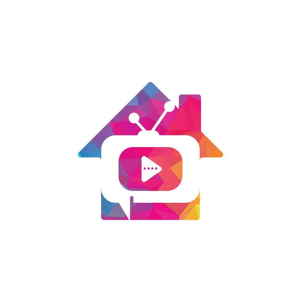 Creative chat TV home shape concept logo design. Talk Show Logo Design. vector