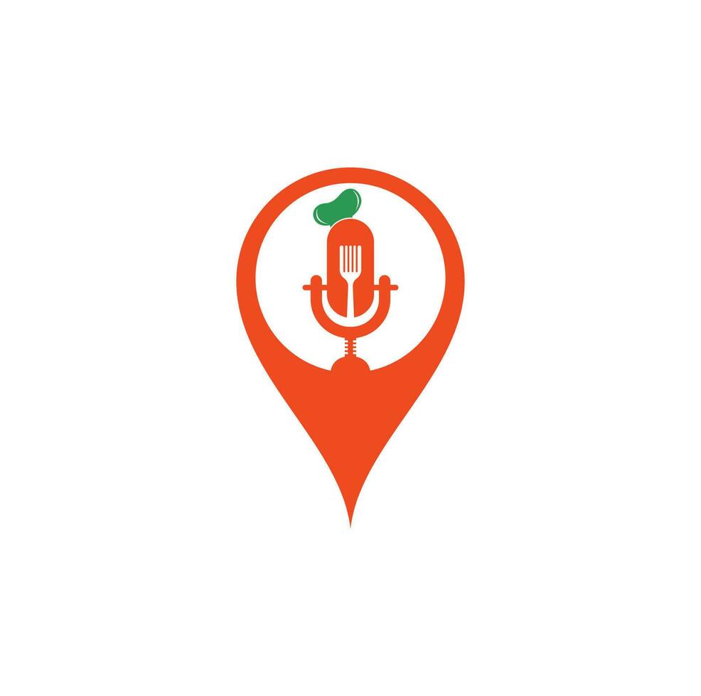 Chef podcast map pin shape concept logo design template. chef education logo design vector