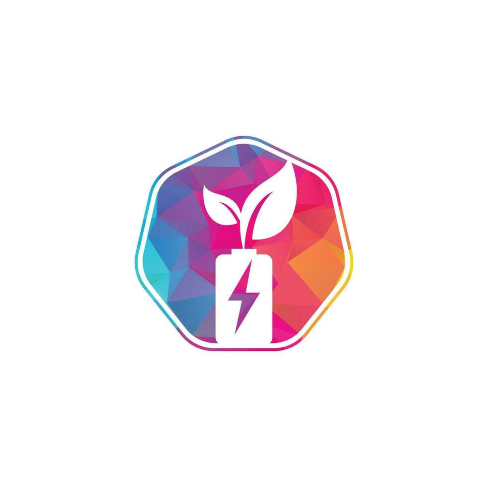 Battery leaves vector logo design. Battery and leaf icon natural energy symbol design element logo template