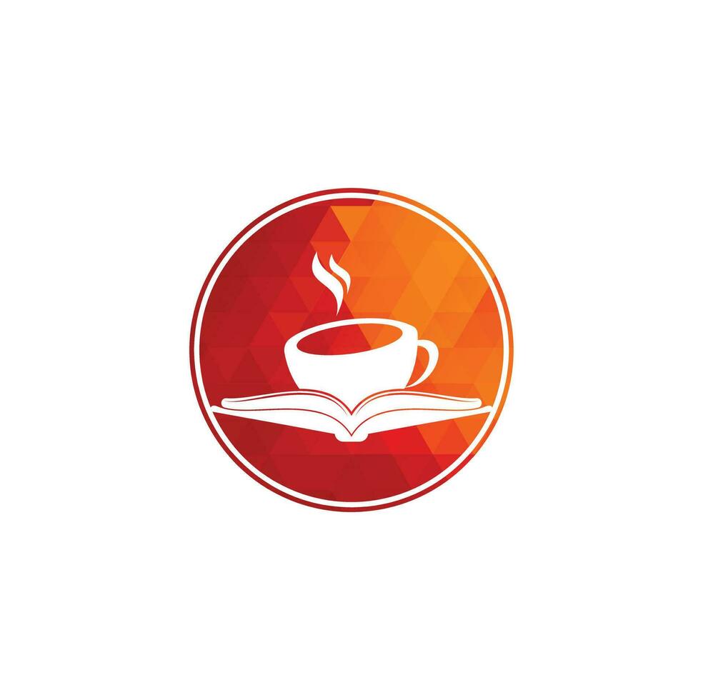 diseño del logotipo del vector del libro de café. logo icónico de la librería de té.