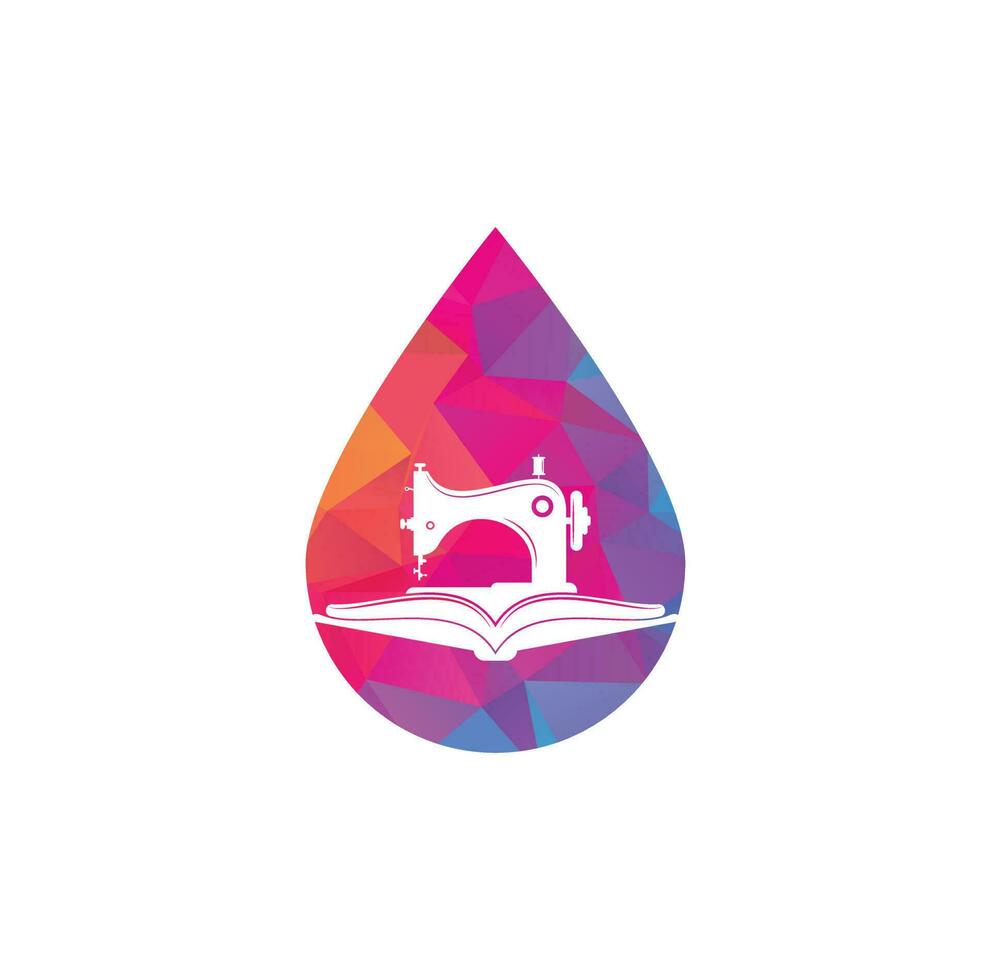 Book Manual sew machine drop shape logo. Simple illustration of manual sew machine icon. vector