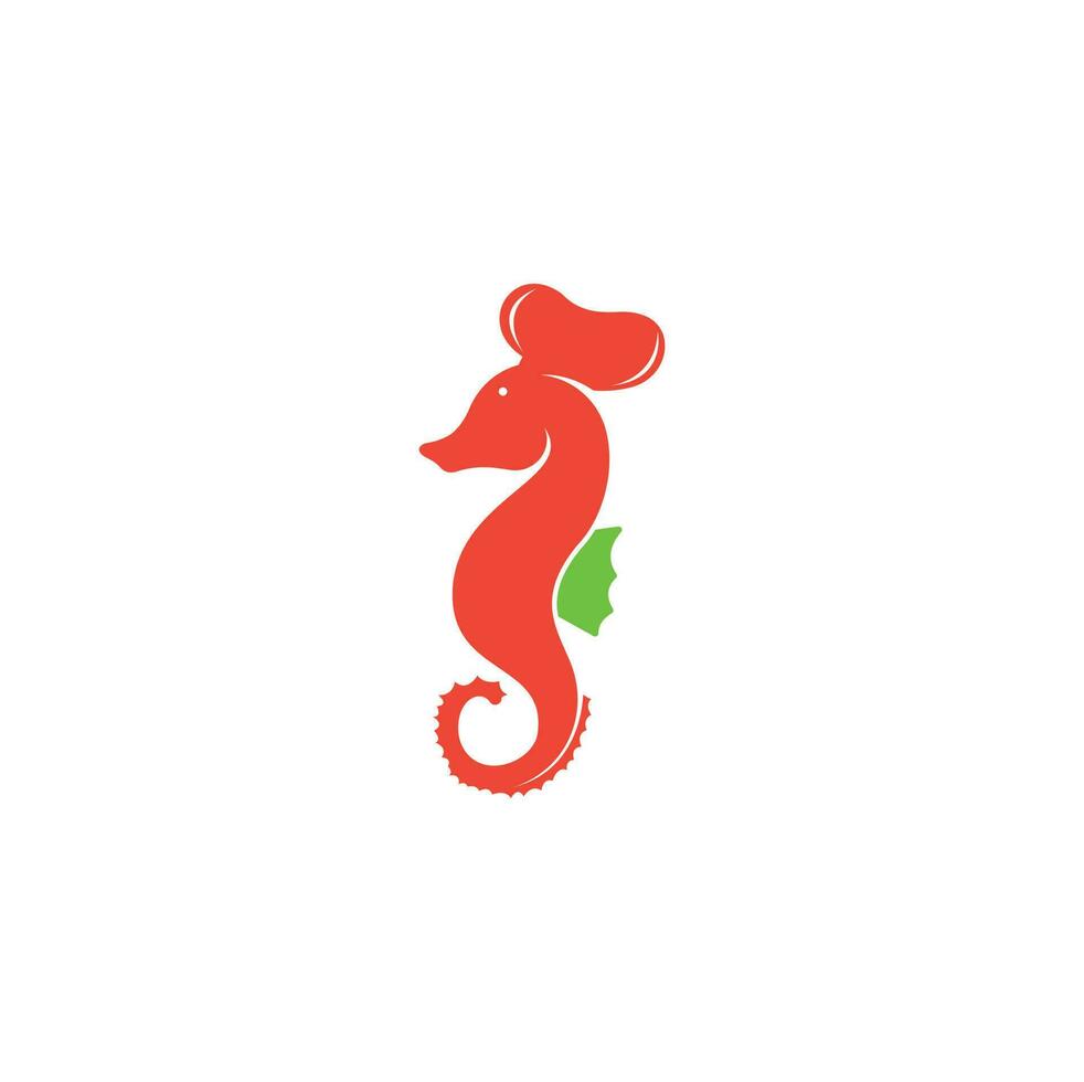 Seafood Logo. Seahorse Chef Knife Fork and Spoon Symbol Illustration. Chef and seahorse logo design template vector