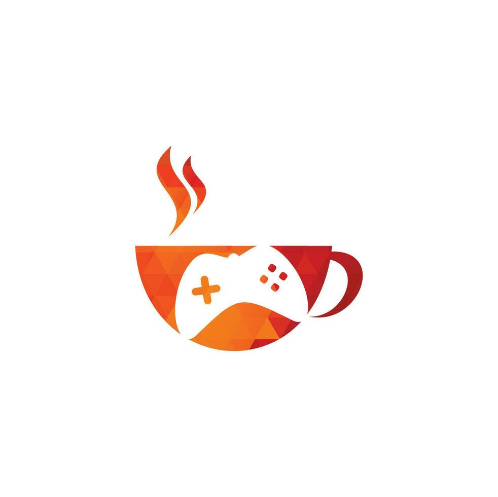 Game cafe logo. Thunder game coffee cafe logo design. vector