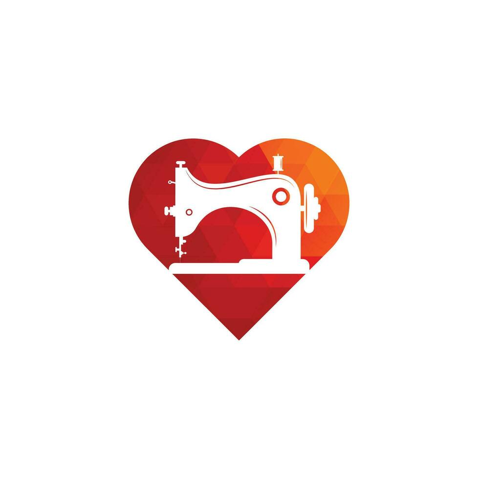 Manual sew machine heart shape concept logo icon. Simple illustration of manual sew machine icon. vector