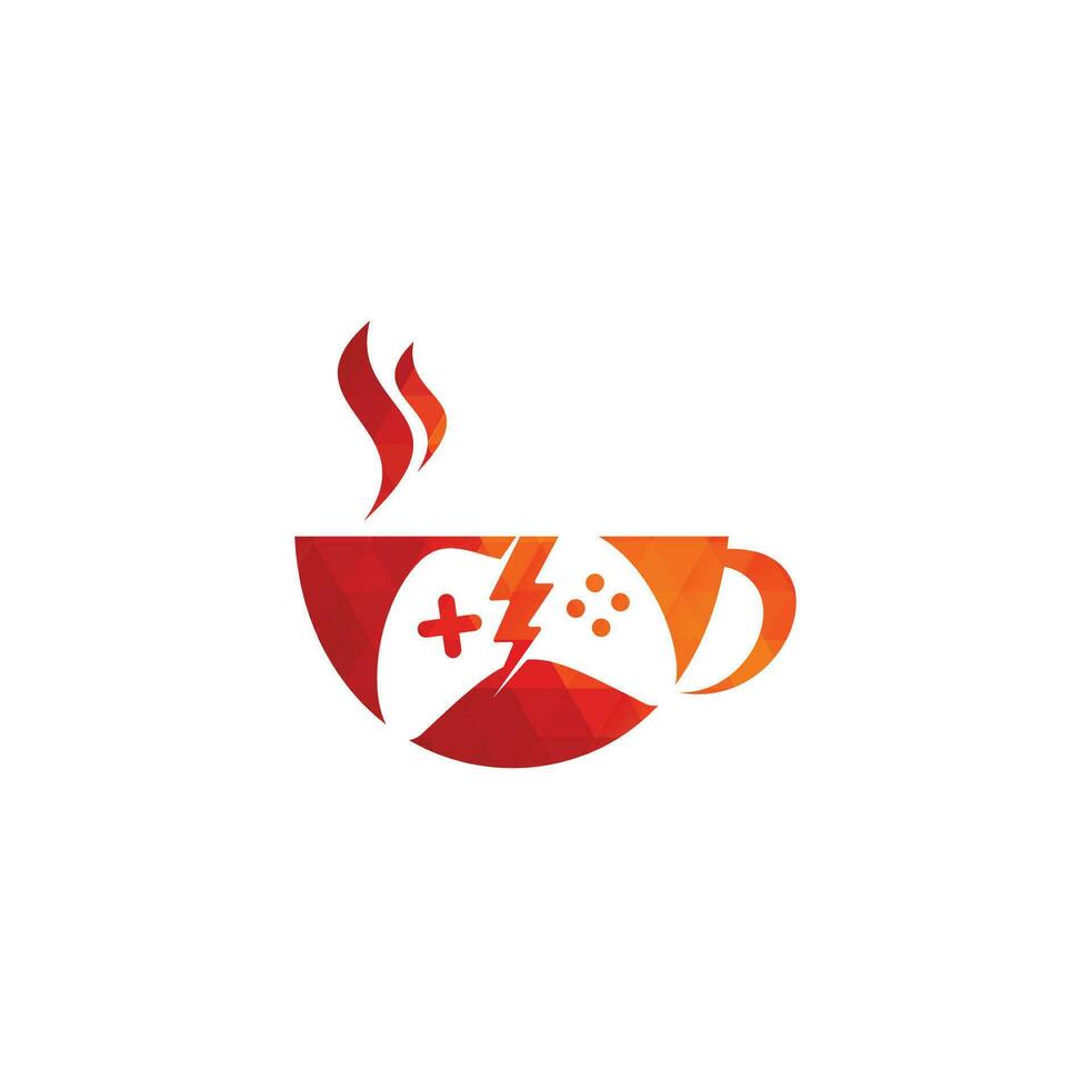 Game cafe logo. Thunder game coffee cafe logo design. vector