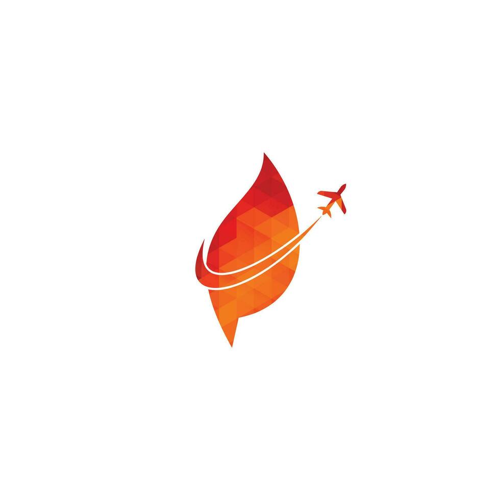 Leaf Plane Travel Logo Design Template. Travel with leaf logo design vector