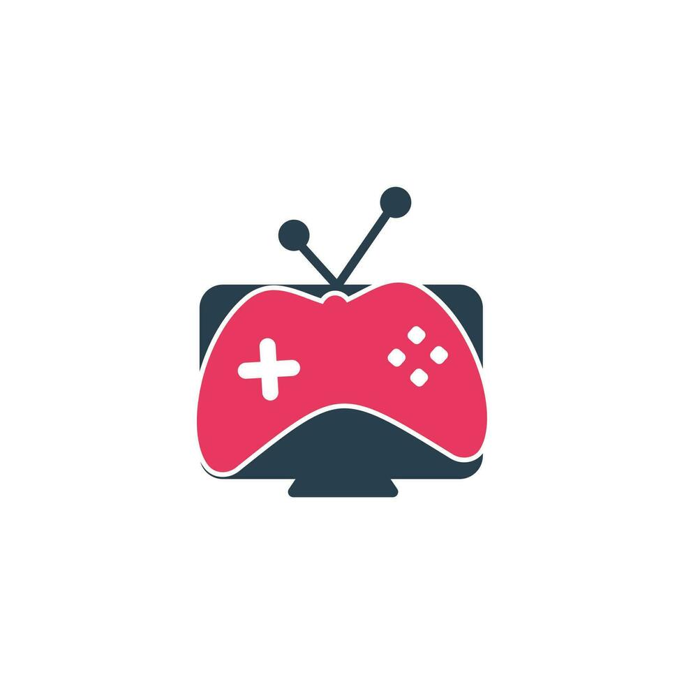 gamepad and tv, play game icon. Game and tv logo design vector