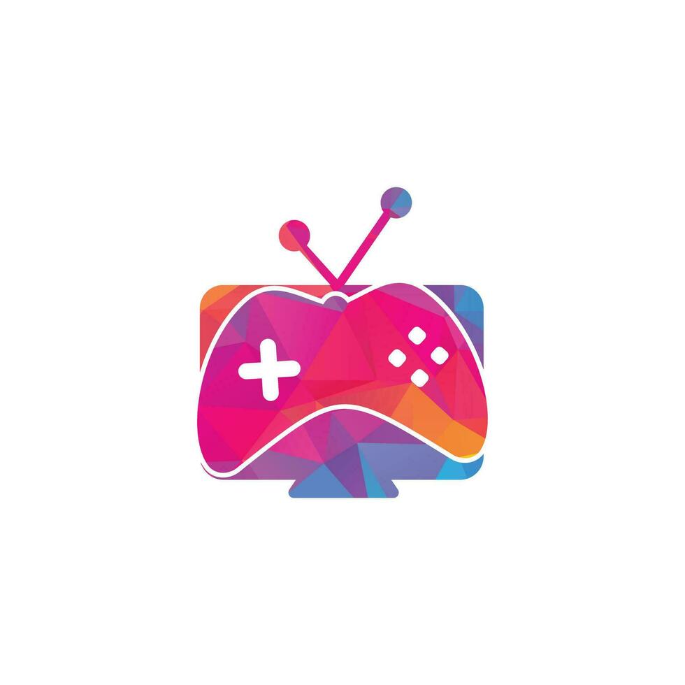 gamepad y tv, icono del juego. diseño de logotipo de juegos y tv vector