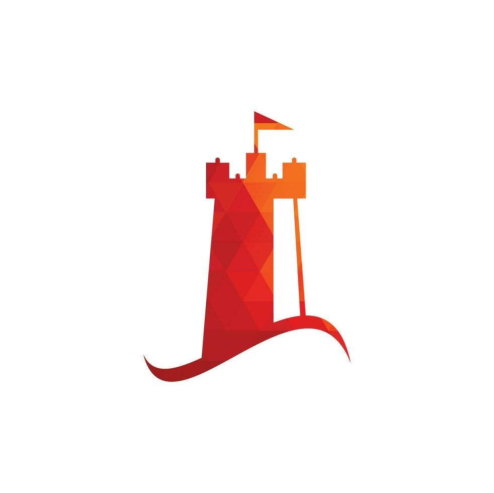 ilustración de icono de vector de logotipo de onda de castillo. logotipo simple de castillo y ola oceánica