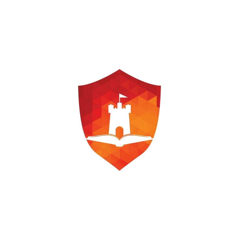 Castle Book Logo Template Design Vector. Book and castle logo combination. Tower and market symbol or icon. vector