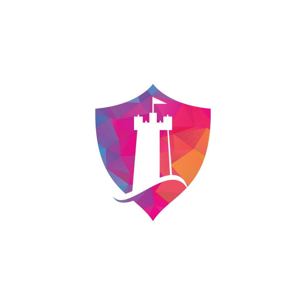 ilustración de icono de vector de logotipo de onda de castillo. logotipo simple de castillo y ola oceánica