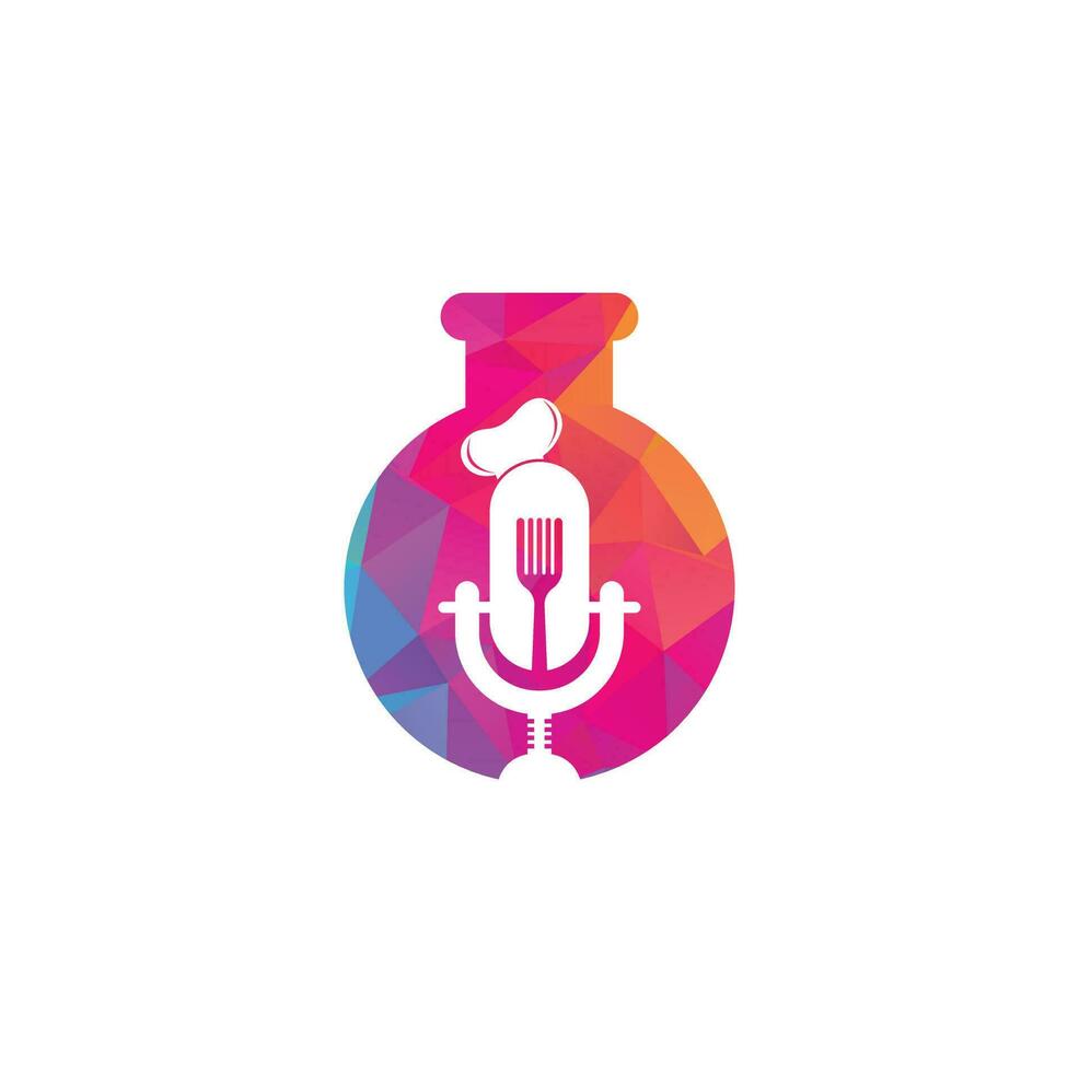 plantilla de diseño de logotipo de concepto de forma de laboratorio de podcast de chef. vector de diseño de logotipo de educación de chef