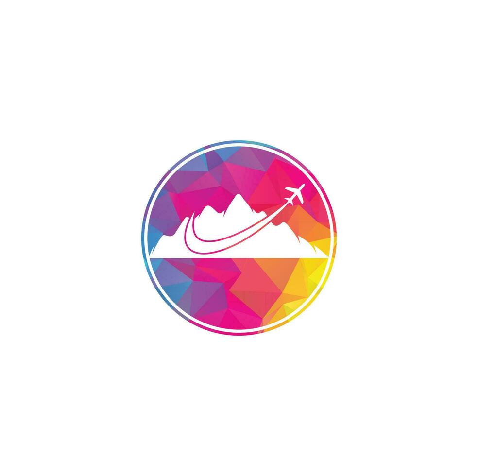 Airplane and Mountain Vector logo design. Travel logo design. plane with mountain logo