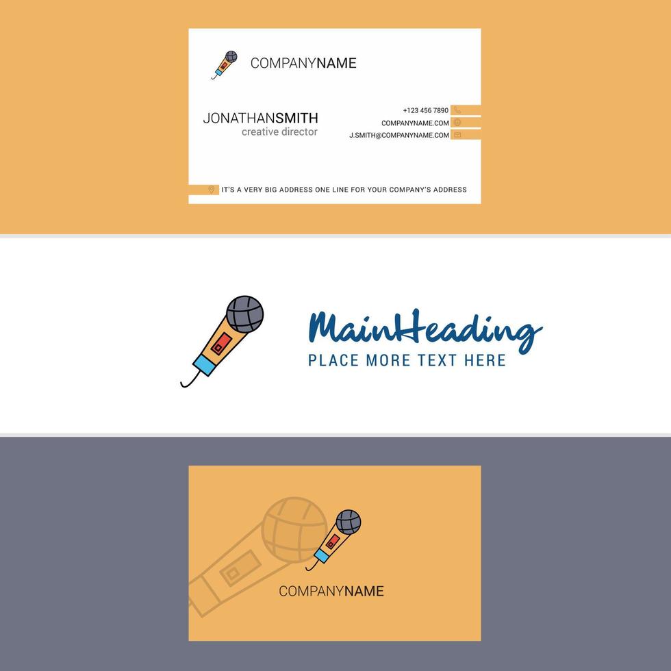 Beautiful Microphone Logo and business card vertical Design Vector