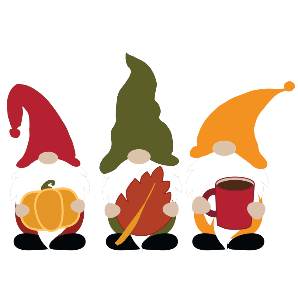 gnomes d'automne avec des éléments d'automne. conception de chemise d'automne. conception de chemise de gnomes d'automne bricolage. gnomes avec feuilles, citrouille. sublimation d'automne. png