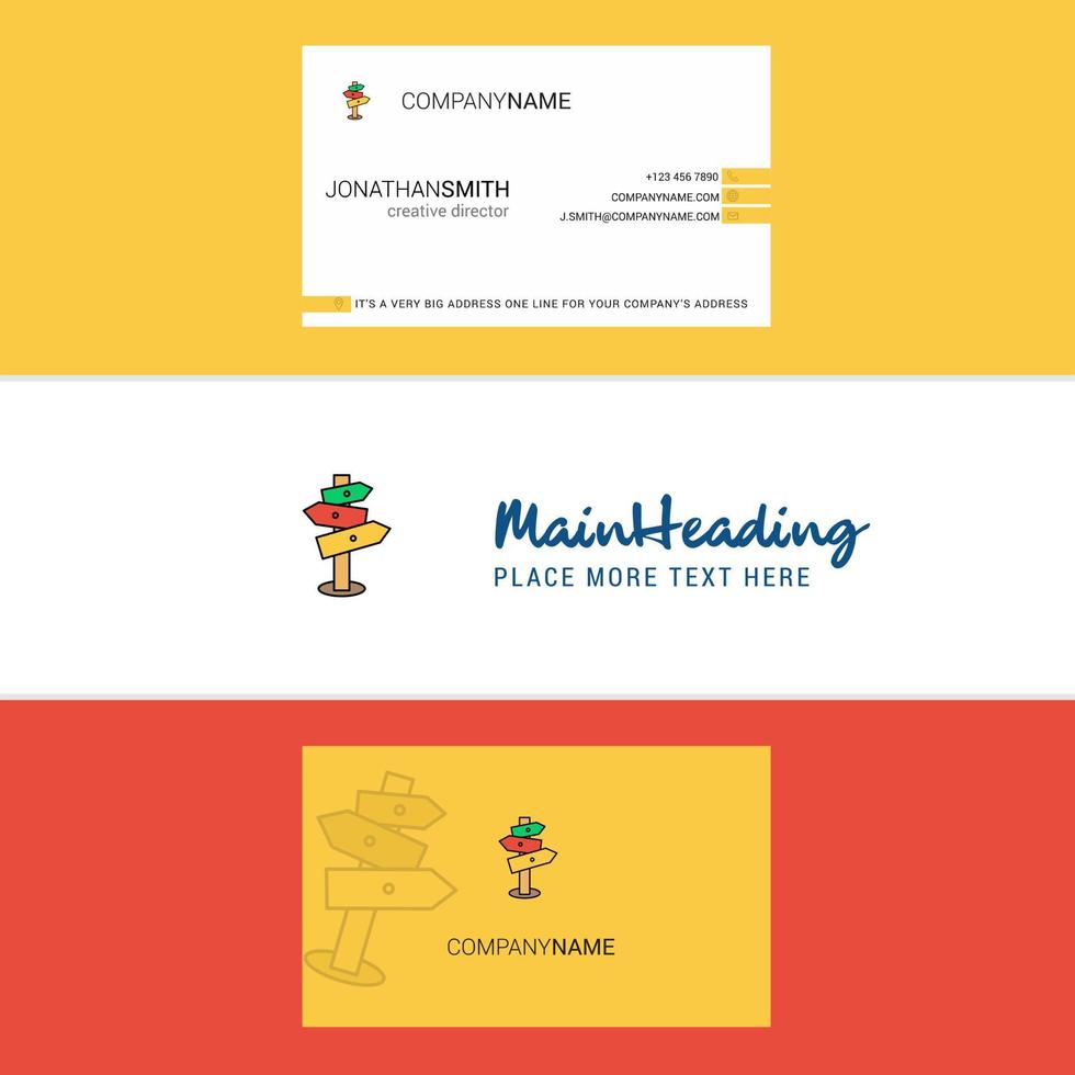 Beautiful Direction board Logo and business card vertical Design Vector