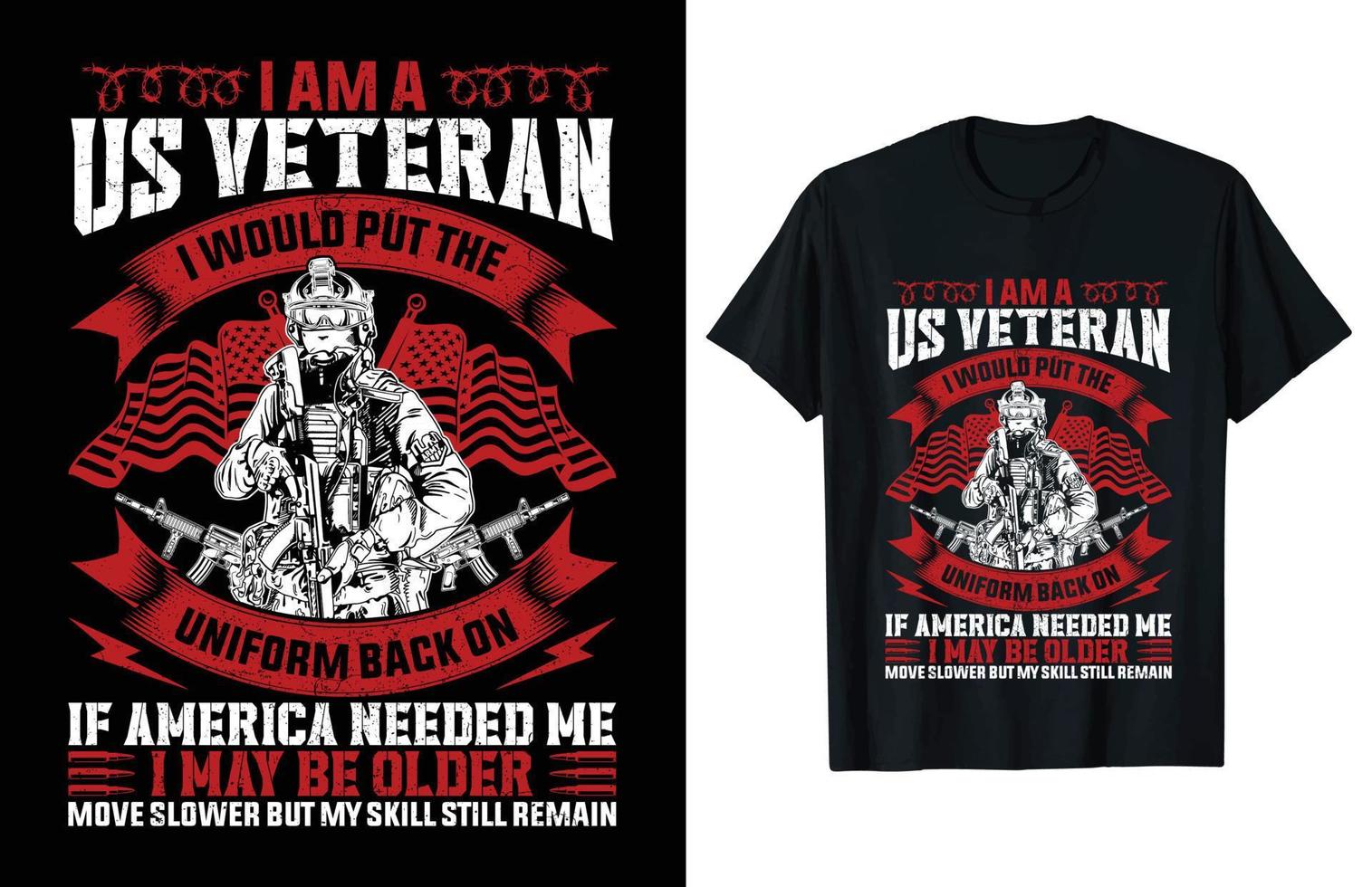 I am a veteran if america needed me typography vintage veteran day t-shirt design vector