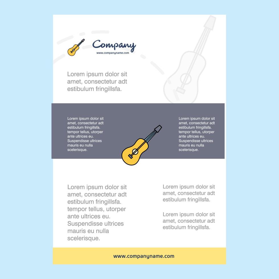 Template layout for Guitar comany profile annual report presentations leaflet Brochure Vector Background