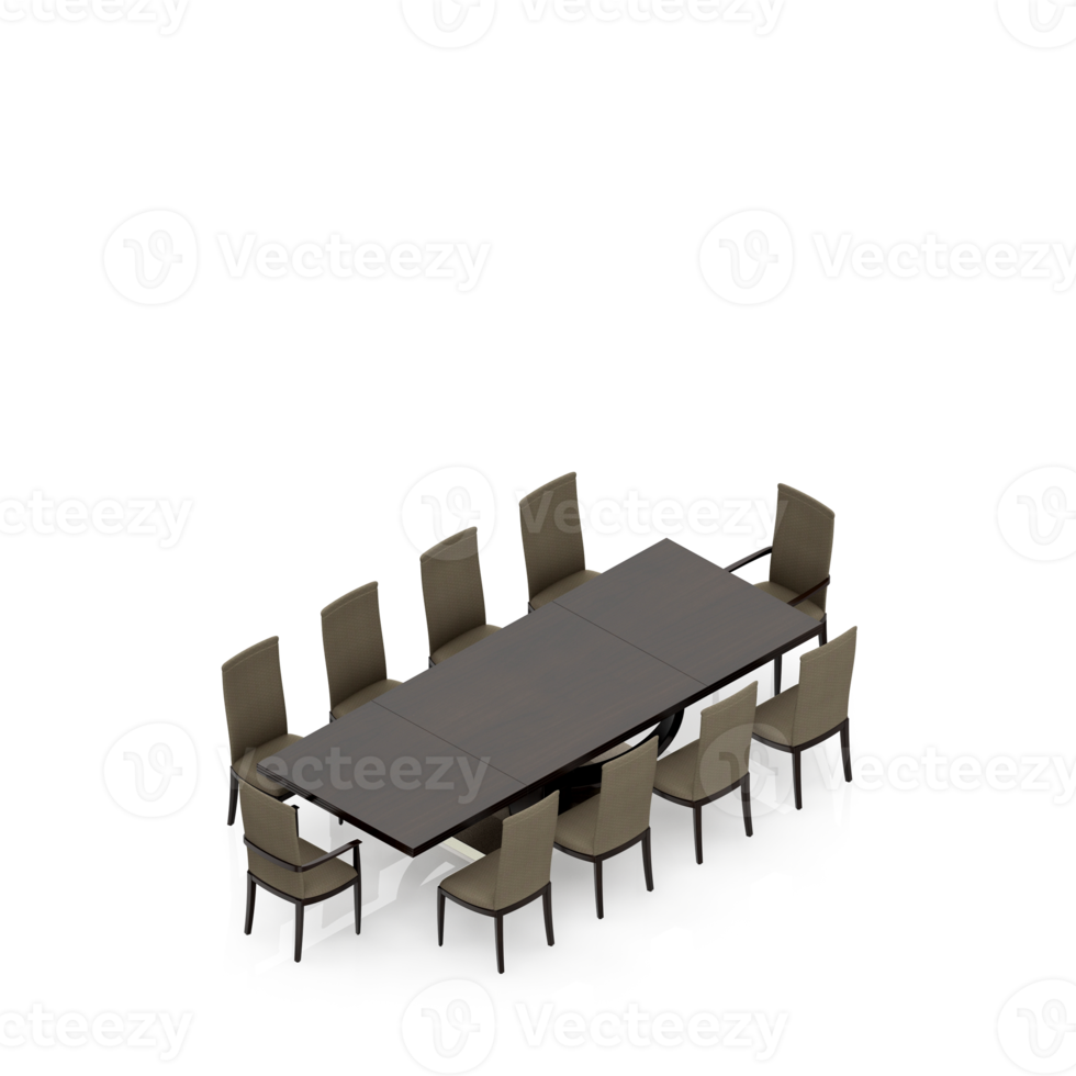 isometrischer Tischsatz 3D-Rendering png