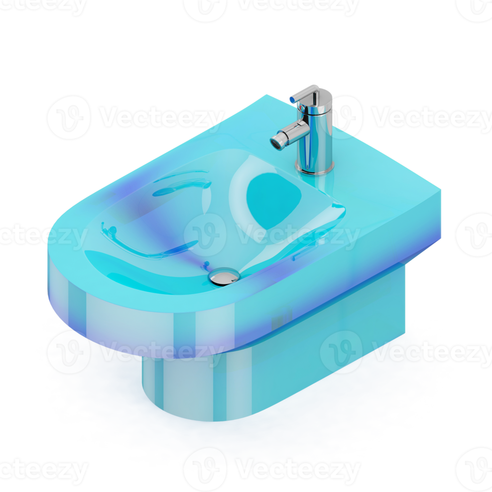 Isometric bathroom items 3D isolated render png