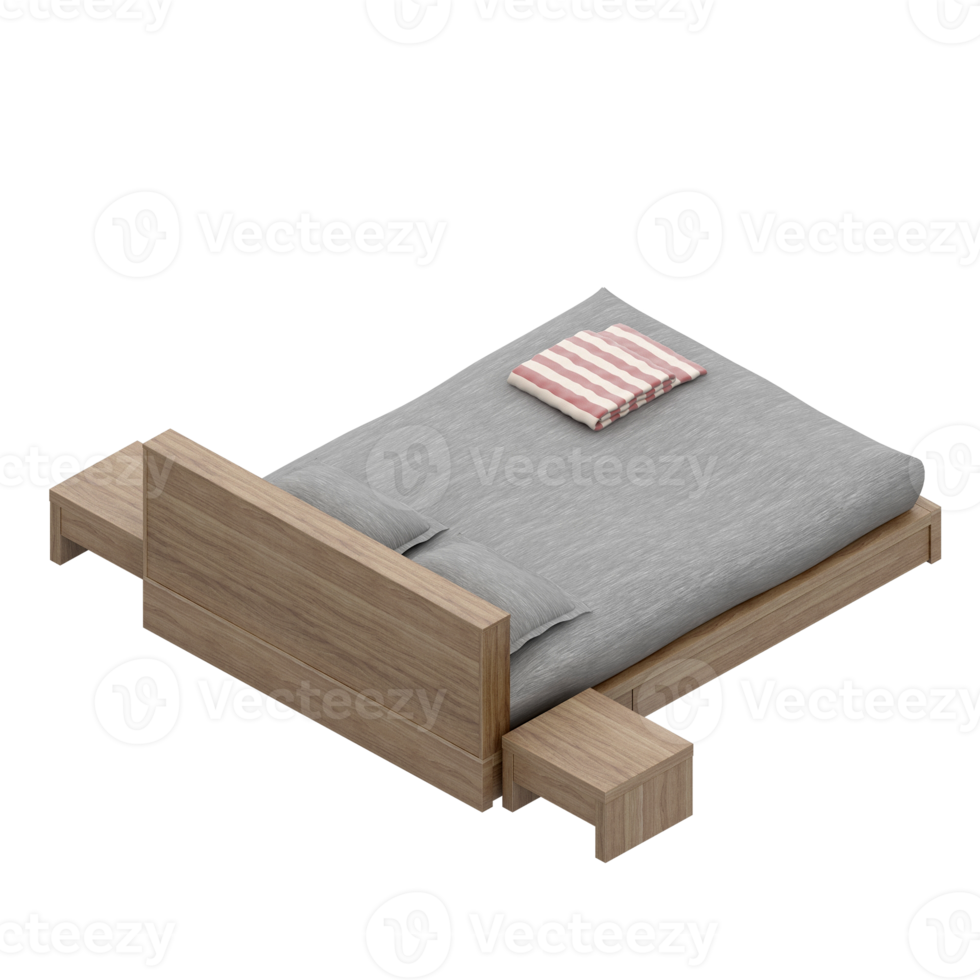 Isometric Bedroom 3D render png