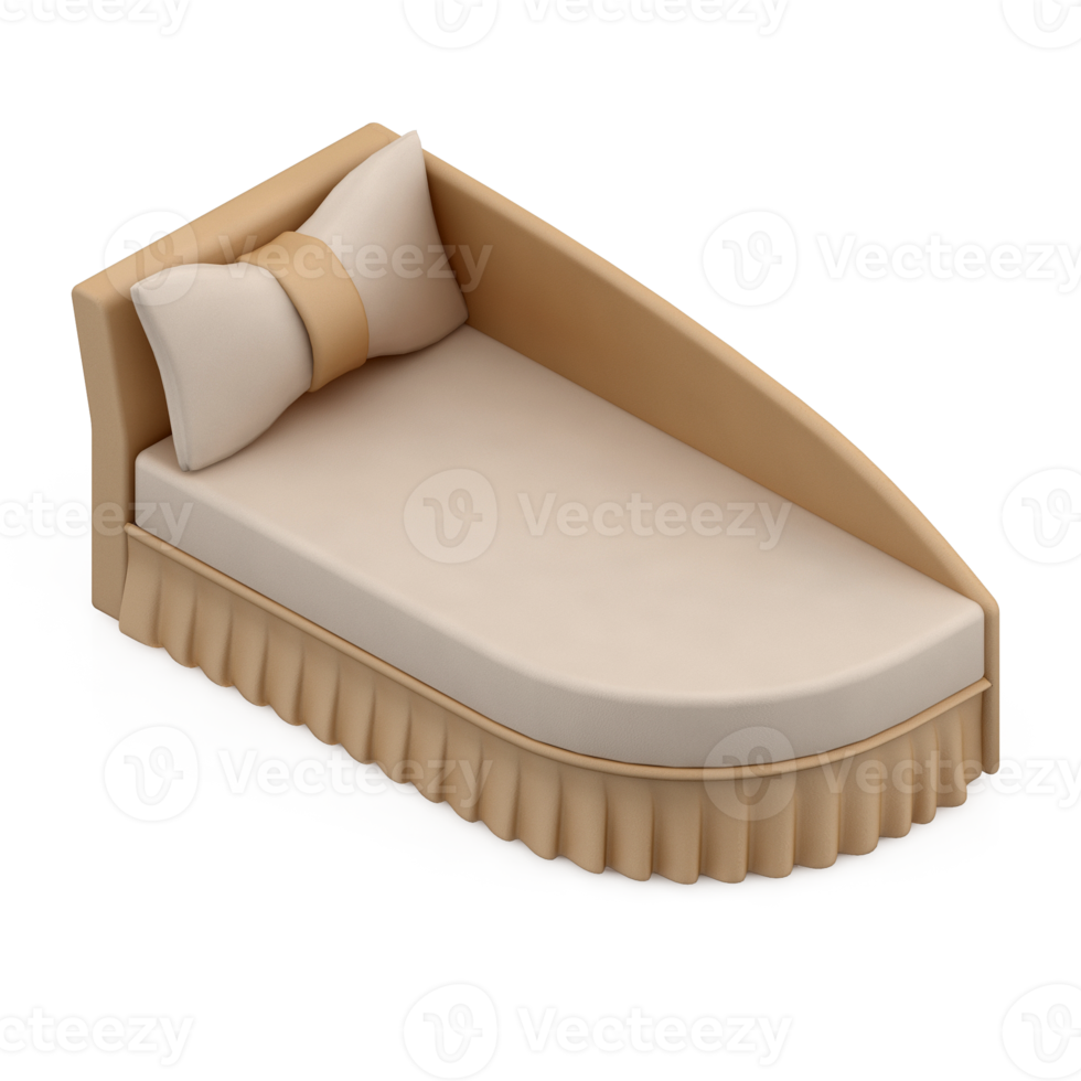 Isometric Bedroom 3D render png