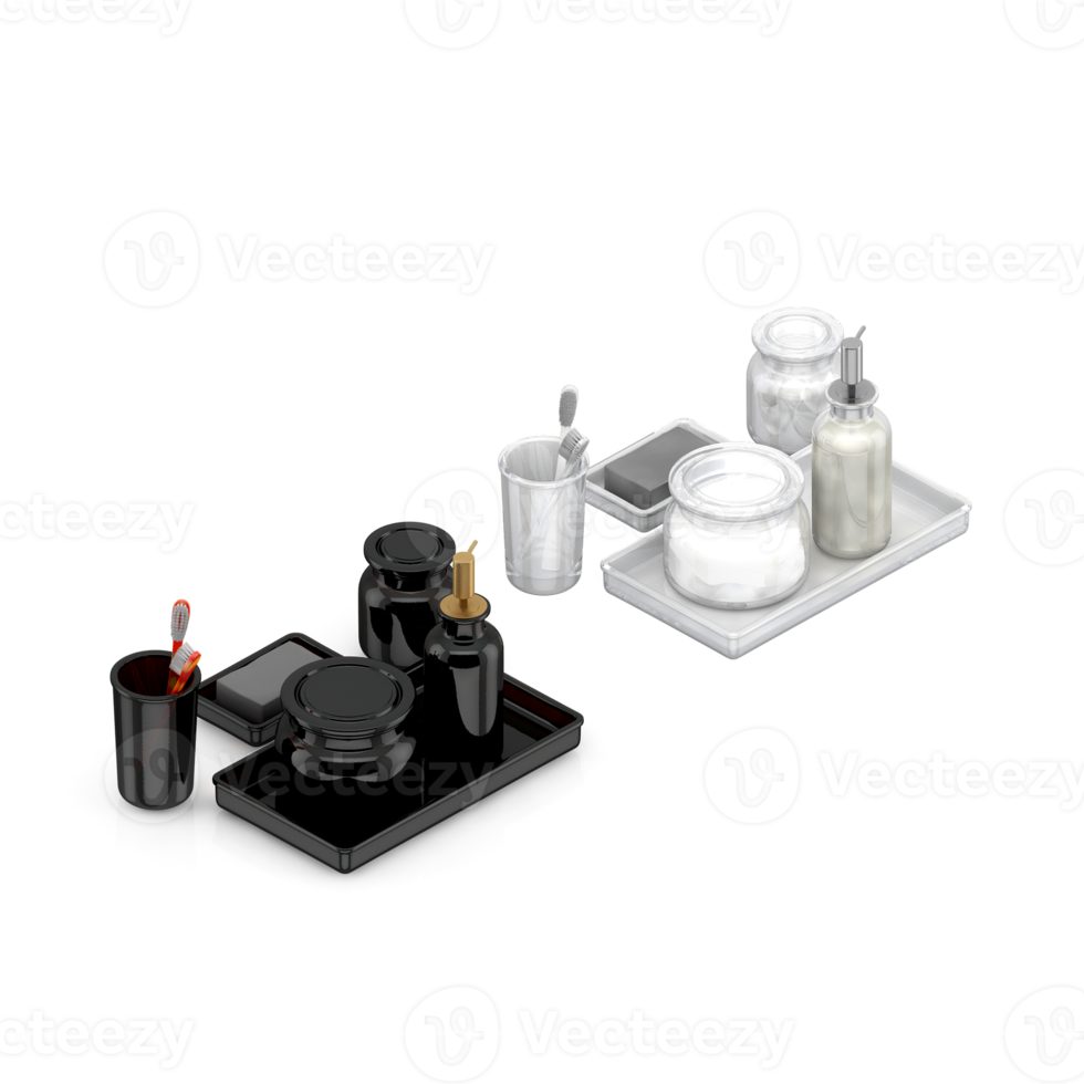 isometrische badezimmerartikel 3d isoliert rendern png