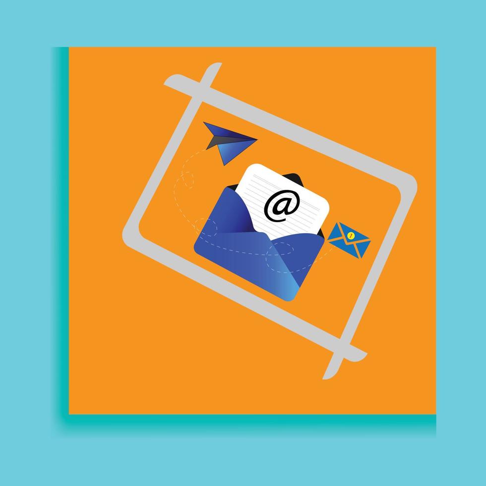 Vector banner of email marketing. Subscription to newsletter, news, offers, promotions. A letter in an envelope.