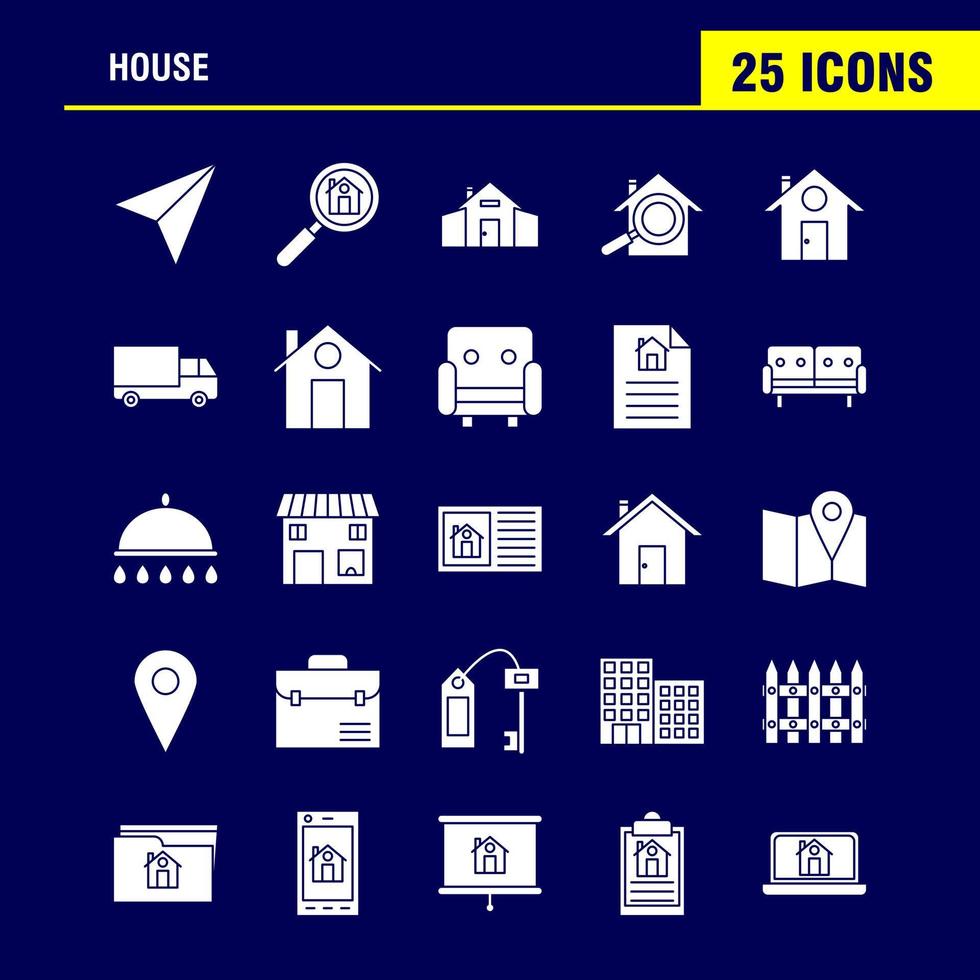 House Solid Glyph Icon for Web Print and Mobile UXUI Kit Such as Paper Plane Paper Plane Startup House Magnifying Glass Pictogram Pack Vector