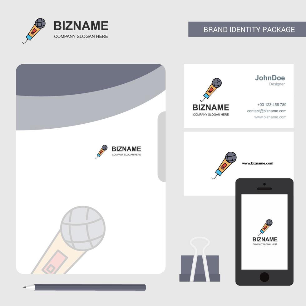 Microphone Business Logo File Cover Visiting Card and Mobile App Design Vector Illustration