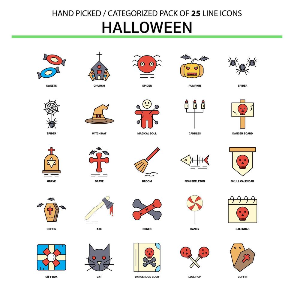 conjunto de iconos de línea plana de halloween diseño de iconos de concepto de negocio vector