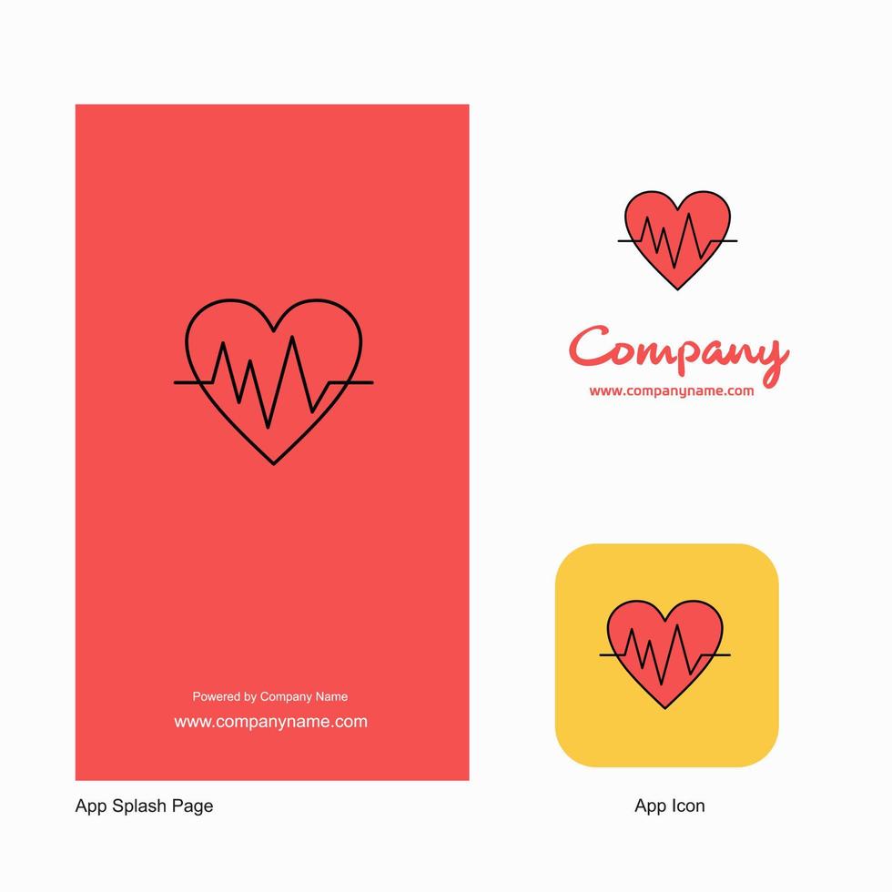 icono de la aplicación del logotipo de la empresa heart ecg y diseño de la página de bienvenida elementos de diseño de la aplicación empresarial creativa vector