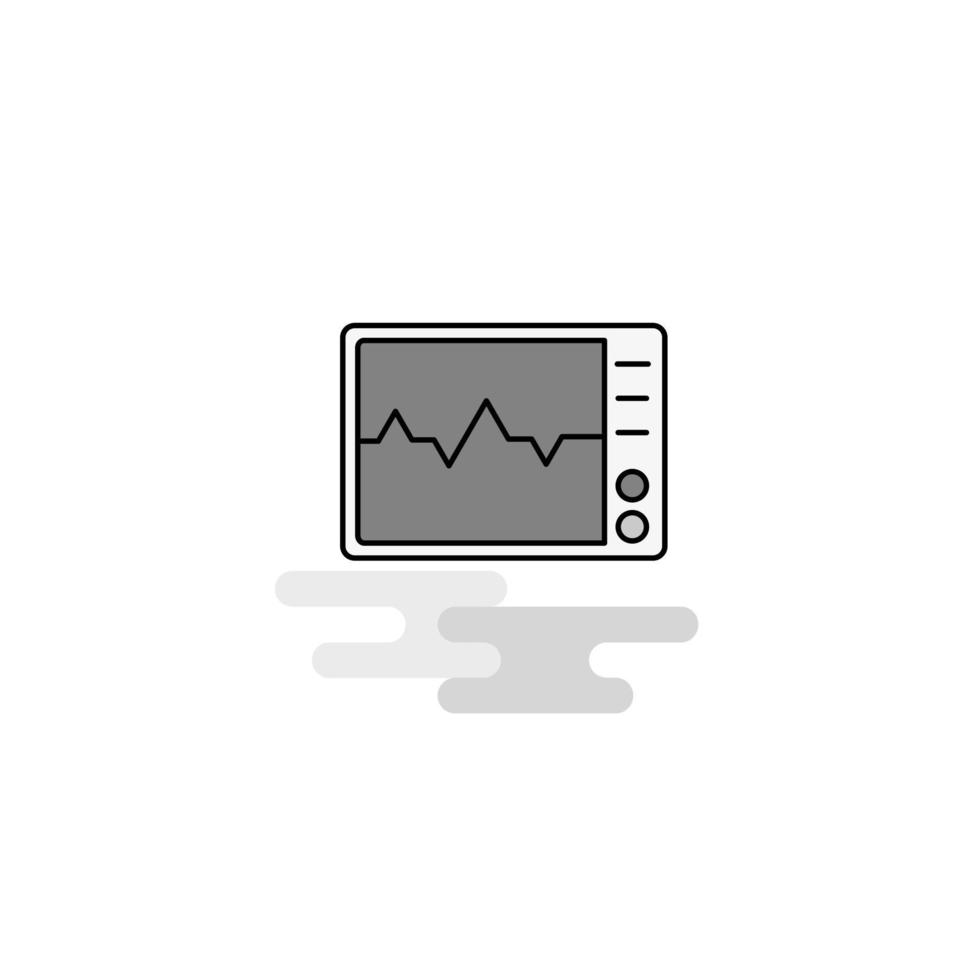 ECG Web Icon Flat Line Filled Gray Icon Vector
