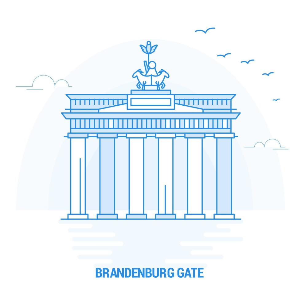 fondo creativo y plantilla de cartel de hito azul de la puerta de brandenburgo vector